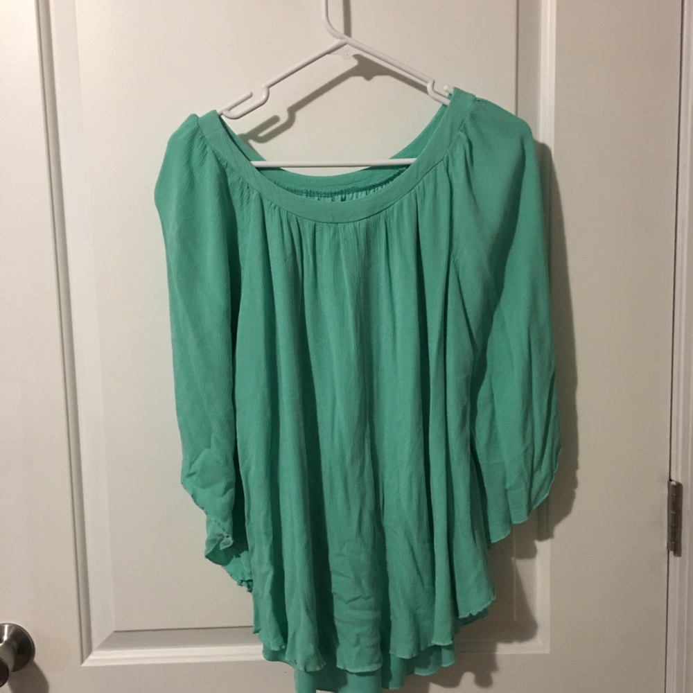 Cute teal butterfly blouse!